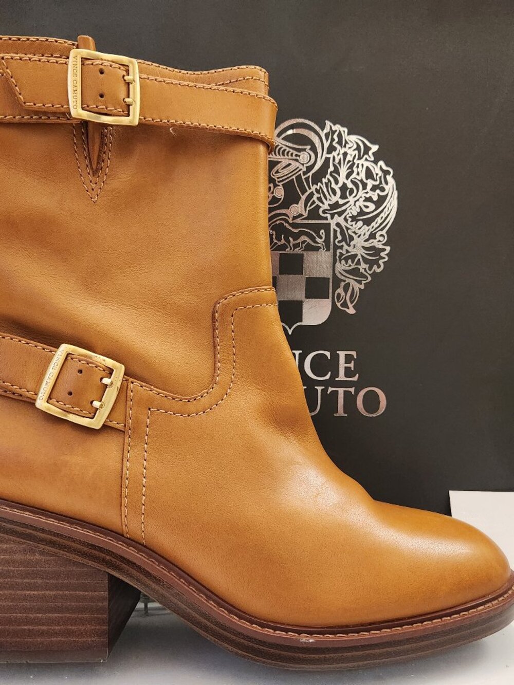 Vince Camuto "Vergila" Golden Walnut Leather Boots. NIB. Size 10